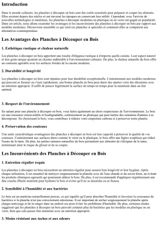 Planches à Découper en Bois : Tradition vs Modernité