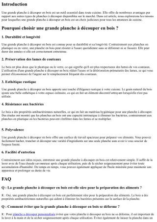 Quels Sont les Avantages d'une Grande Planche à Découper en Bois ?