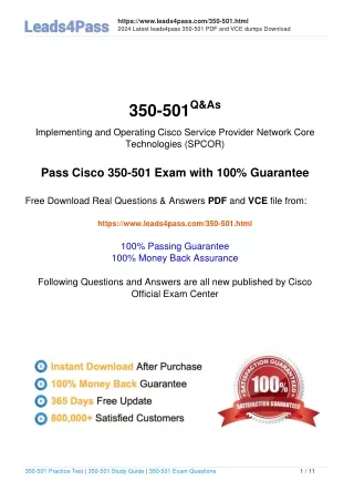 Cisco 350-501 dumps exam questions latest update in September