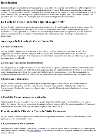 La Carte de Visite Connectée : Pour une Présentation Toujours à Jour!