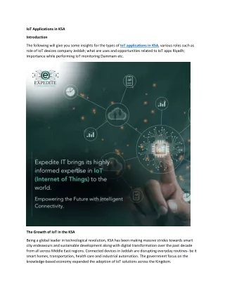Types of IoT Applications in KSA