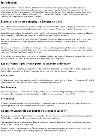 “Cuisine Naturelle: L’importance d’une planche a découpe écologique”