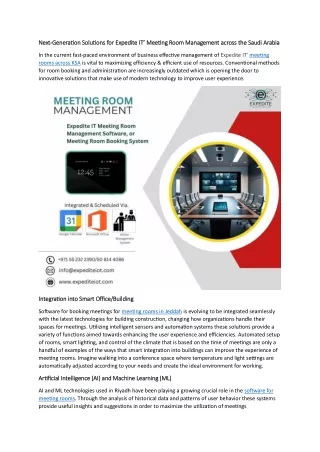 Next-Generation Solutions for Meeting Room Management Across the KSA