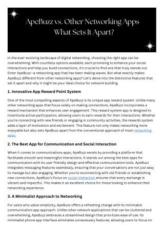 ApeBuzz vs. Other Networking Apps: What Sets It Apart?