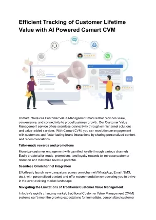 Efficient Tracking of Customer Lifetime Value with AI Powered Csmart CVM