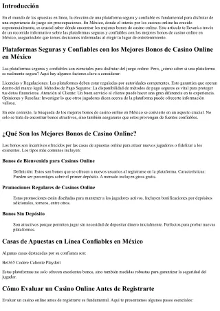 Plataformas Seguras y Confiables con los Mejores Bonos de Casino Online en Méxic