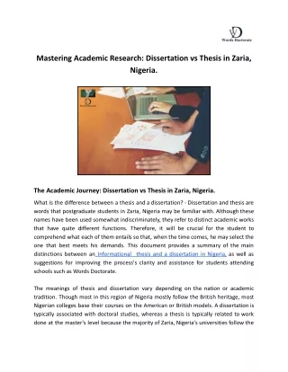 Mastering Academic Research_ Dissertation vs Thesis in Zaria, Nigeria