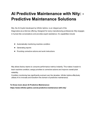 AI Predictive Maintenance with Nity_ - Predictive Maintenance Solutions