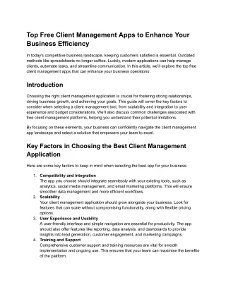 Top Free Client Management Apps to Enhance Your Business Efficiency