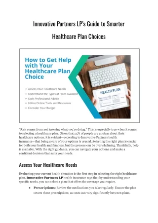 Maximizing Healthcare Value Innovative Partners LP’s Guide