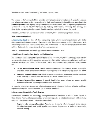 How Community Cloud is Transforming Industries Key Use Cases