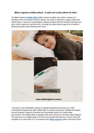 _  Milari organics toddler pillow _ A safe and comfy pillow for kids !