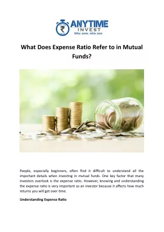What Does Expense Ratio Refer to in Mutual Funds