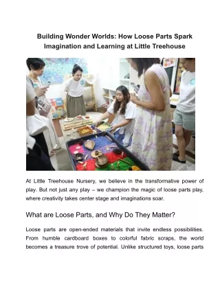 Building Wonder Worlds: How Loose Parts Spark Imagination and Learning at Little