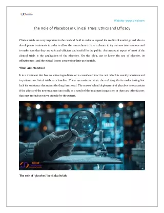 The Role of Placebos in Clinical Trials Ethics and Efficacy