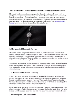 Discover the Allure of mens moissanite bracelet
