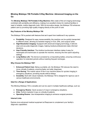 Mindray Mobieye 700 Portable X-Ray Machine_ Advanced Imaging on the Go