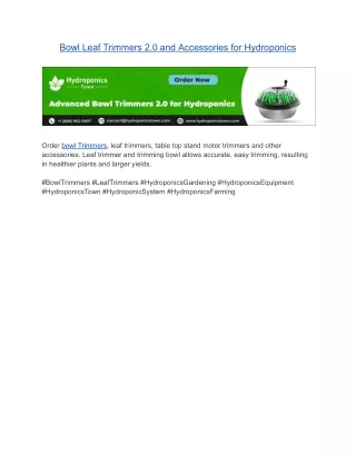 Bowl Leaf Trimmers 2.0 and Accessories for Hydroponics