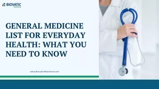 General Medicine List for Everyday Health What You Need to Know