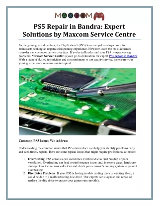 PS5 Repair in Bandra: Solutions for Gaming