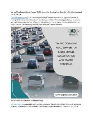 License Plate recognition in Road Traffic Counting Surveys from Expedite in Saudi Arabia