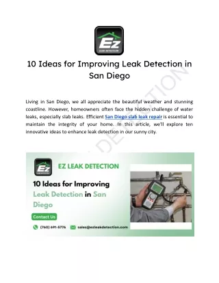 10 Game-Changing Ideas for Quick and Efficient Slab Leak Detection in San Diego