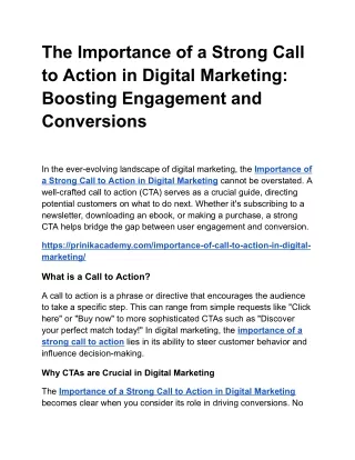 The Power of a Strong Call to Action in Digital Marketing Success