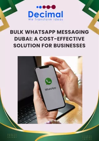 Bulk WhatsApp Messaging Dubai - Decimal Technology