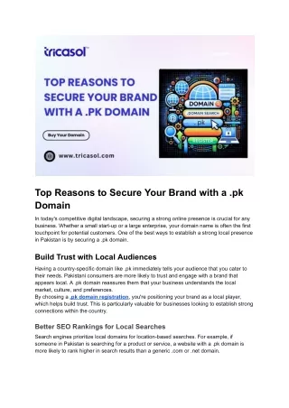 Top Reasons to Secure Your Brand with a .pk Domain