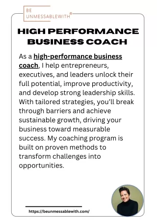 Achieve Success with a High Performance Business Coach