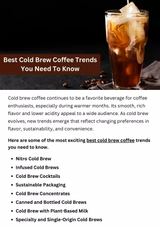 Best Cold Brew Coffee Trends You Need To Know