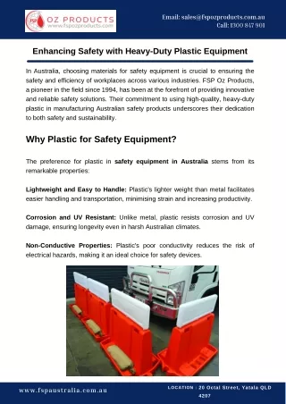 Enhancing Safety with Heavy-Duty Plastic Equipment