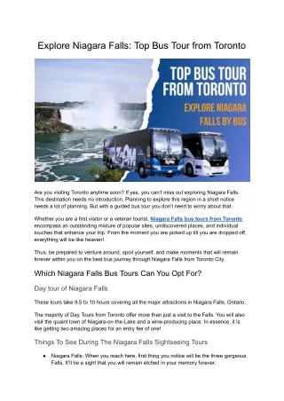 Explore Niagara Falls: Top Bus Tour from Toronto