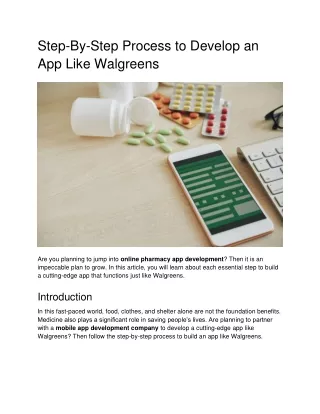 How To Develop An Online Pharmacy App Like Walgreens