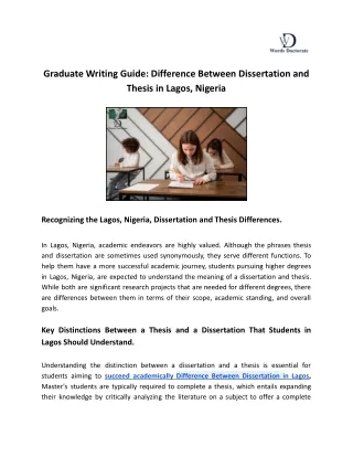 Graduate Writing Guide_ Difference Between Dissertation and Thesis in Lagos, Nigeria