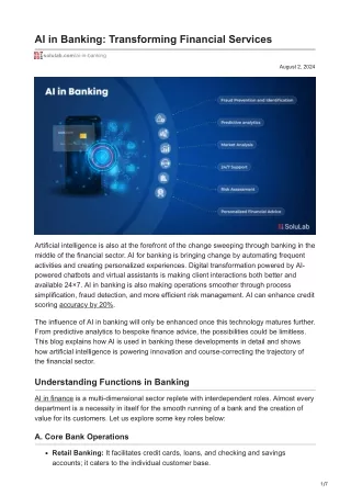 AI in Banking Transforming Financial Services