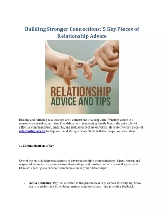 Building Stronger Connections 5 Key Pieces of Relationship Advice