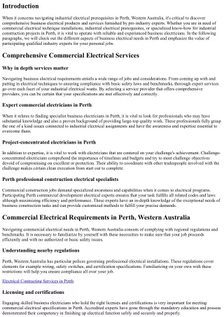 Navigating Professional Electrical Needs in Perth, Western Australia