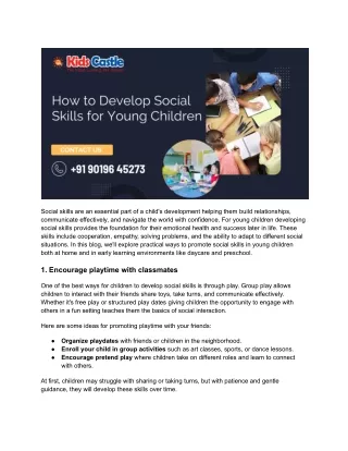 How to Develop Social Skills for Young Children