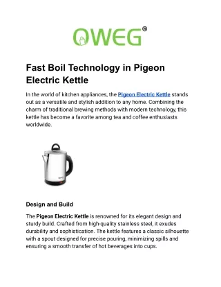 Oweg - Mastering the Art of Boiling with Pigeon Electric Kettle