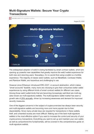 Multi-Signature Wallets Secure Your Crypto Transactions