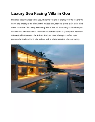 Luxury Sea Facing Villa in Goa - A Dream Coastal Retreat