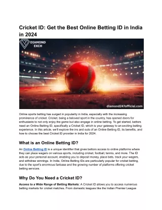 Cricket ID_ Get the Best Online Betting ID in India in 2024