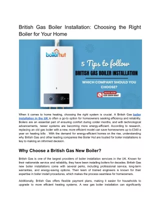 British Gas Boiler Installation