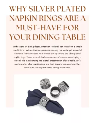 Why Silver Plated Napkin Rings Are a Must-Have for Your Dining Table