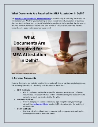 What Documents Are Required for MEA Attestation in Delhi?