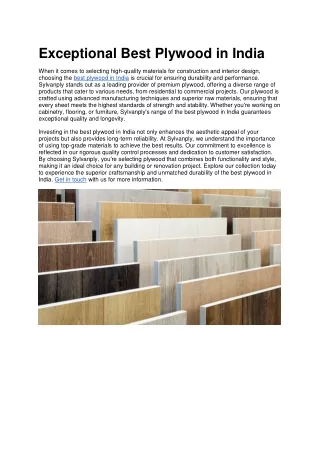Exceptional Best Plywood in India