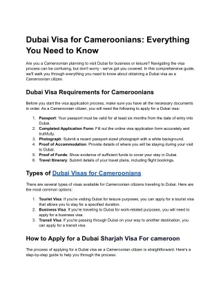 Dubai visa from Cameroon