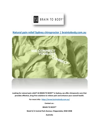 Natural pain relief Sydney chiropractor | braintobody.com.au