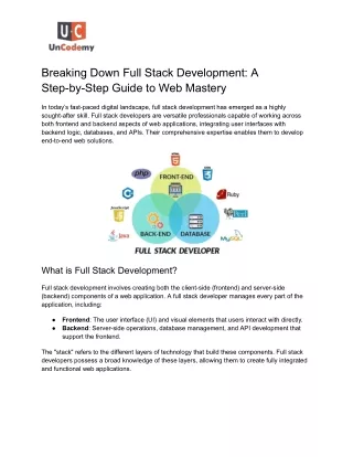 Breaking Down Full Stack Development: A Step-by-Step Guide to Web Mastery